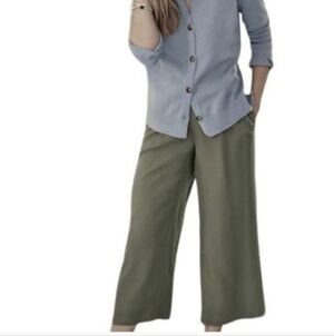 J. jill Womens Linen & Rayon Wide Leg Cropped Pants Medium